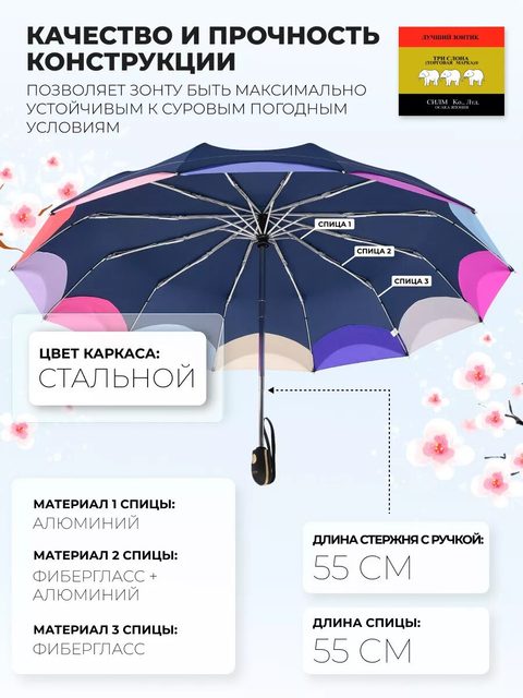 Женский зонт Три слона L3125-7