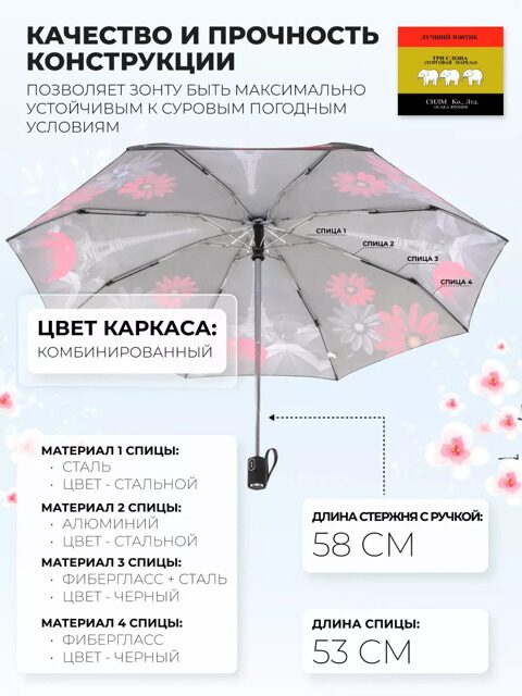 Женский зонт Три слона L4835-1